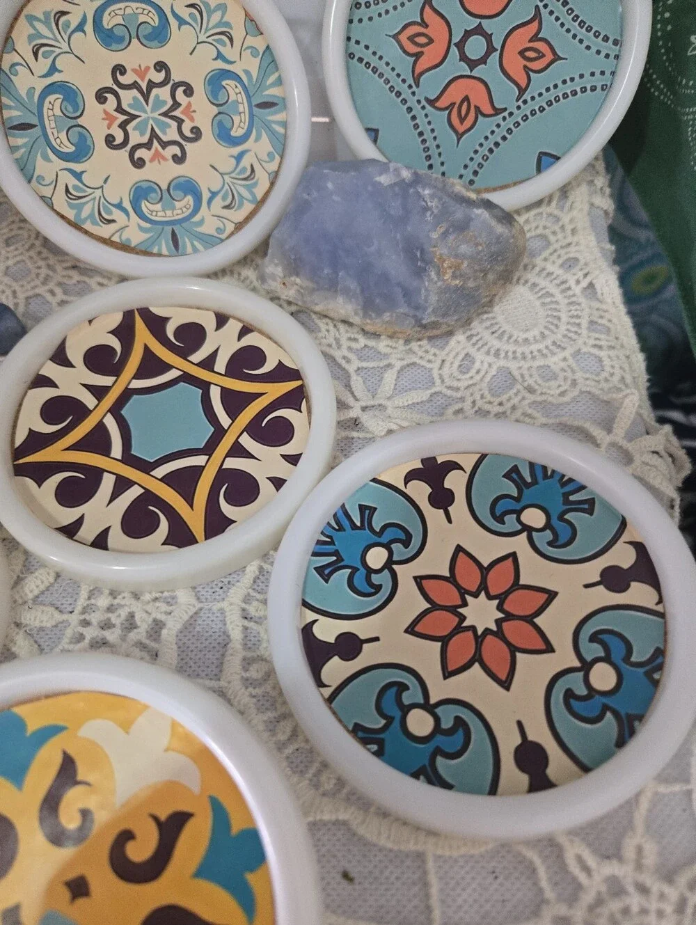 4/$15 Handmade Boho Maximalist Coaster Set of 6 | Colorful Eclectic Home